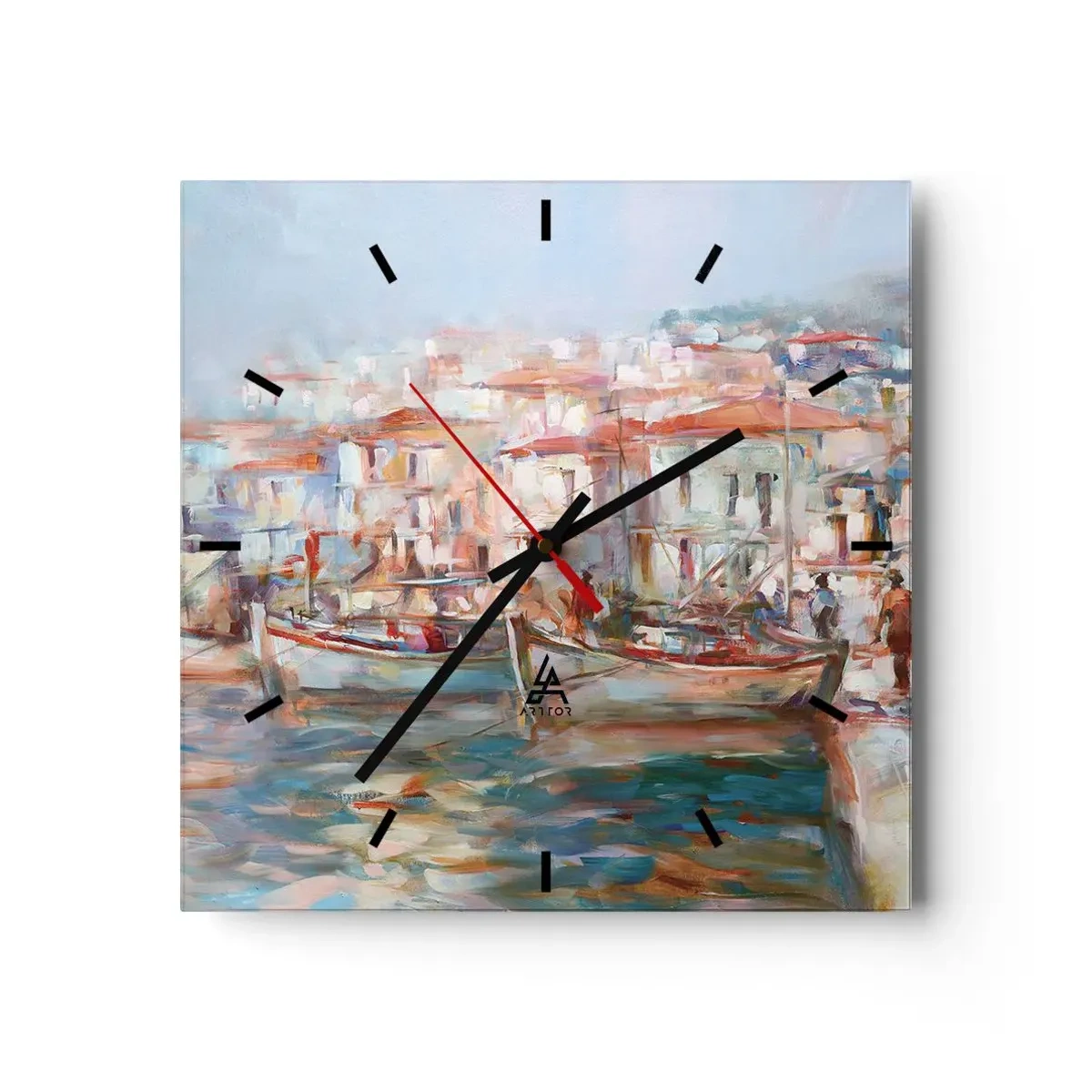 Reloj de pared - Reloj de vidrio - Vacaciones en colores pastel - 40x40 cm