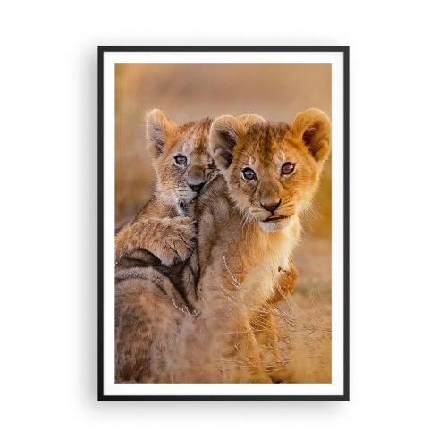 Póster en marco negro - ¡No molestar! Nos estamos divirtiendo - 70x100 cm