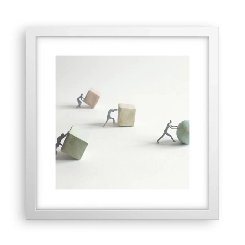 Póster en marco blanco - El avance de la geometría - 30x30 cm