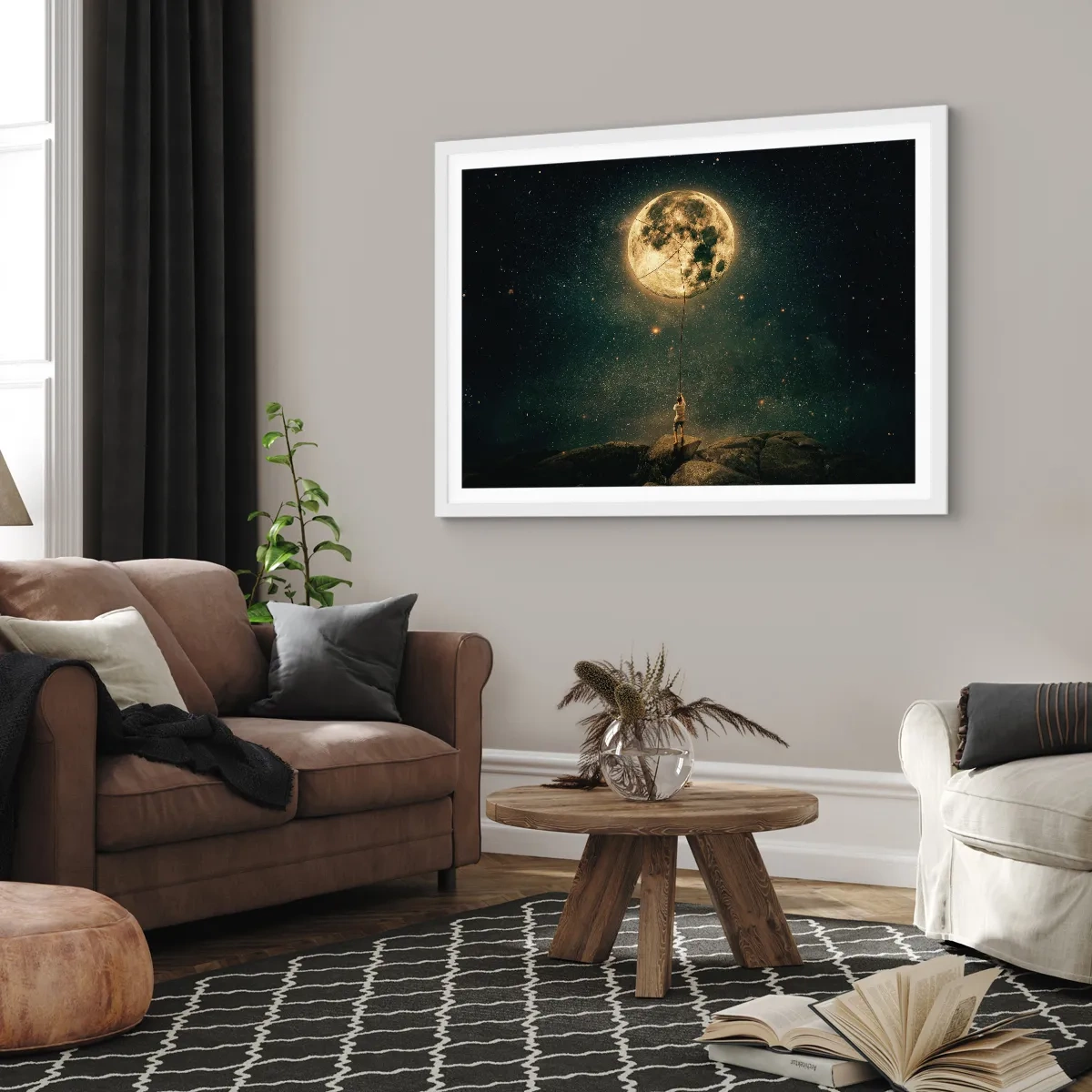Póster en marco blanco - El que robó la luna - 50x40 cm