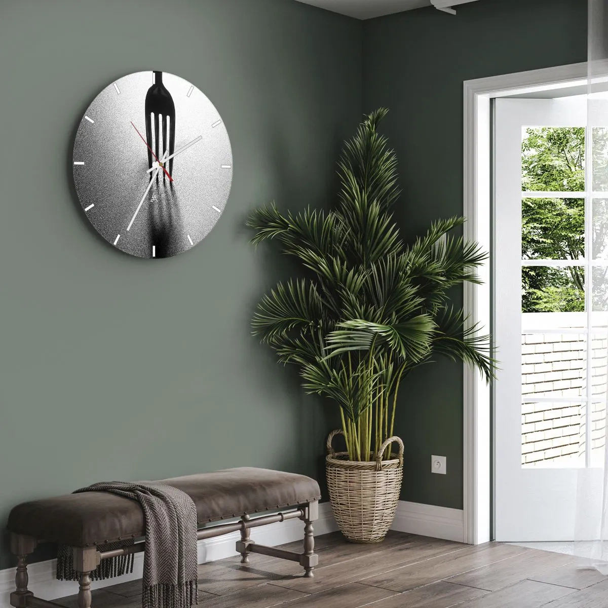 Reloj de pared - Reloj de vidrio - Luz y sombra - 40x40 cm