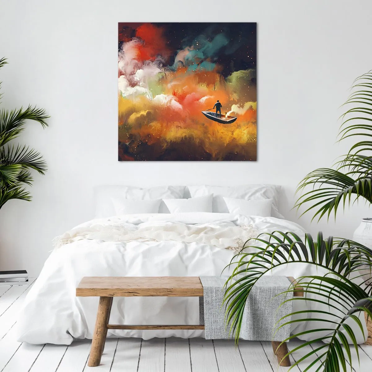 Cuadro sobre lienzo - Impresión de Imagen - En barco por la galaxia - 40x40 cm