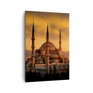 Cuadro sobre lienzo - Impresión de Imagen - La mezquita al atardecer en colores cálidos. - 70x100cm - Dios es grande - Decoración de pared moderna para salón y dormitorio ARTTOR