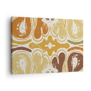 Cuadro sobre lienzo - Impresión de Imagen - Patrones abstractos cálidos en amarillos y marrones. - 70x50cm - Abstracción sentimental - Decoración de pared moderna para salón y dormitorio ARTTOR