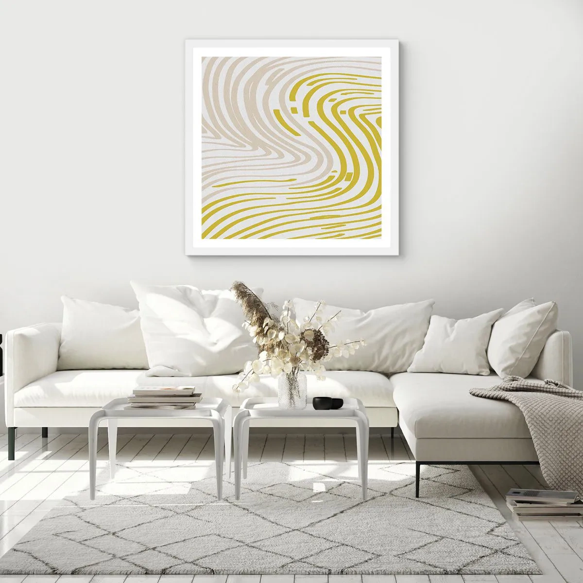 Póster en marco blanco - Composición curvada - 60x60 cm