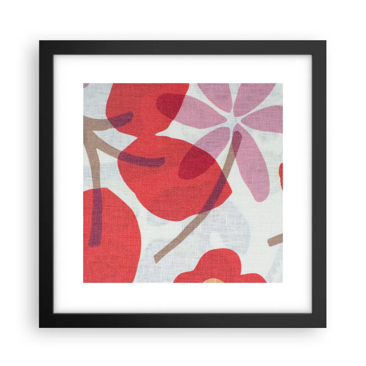 Póster en marco negro - Composición floral en rosa - 30x30 cm
