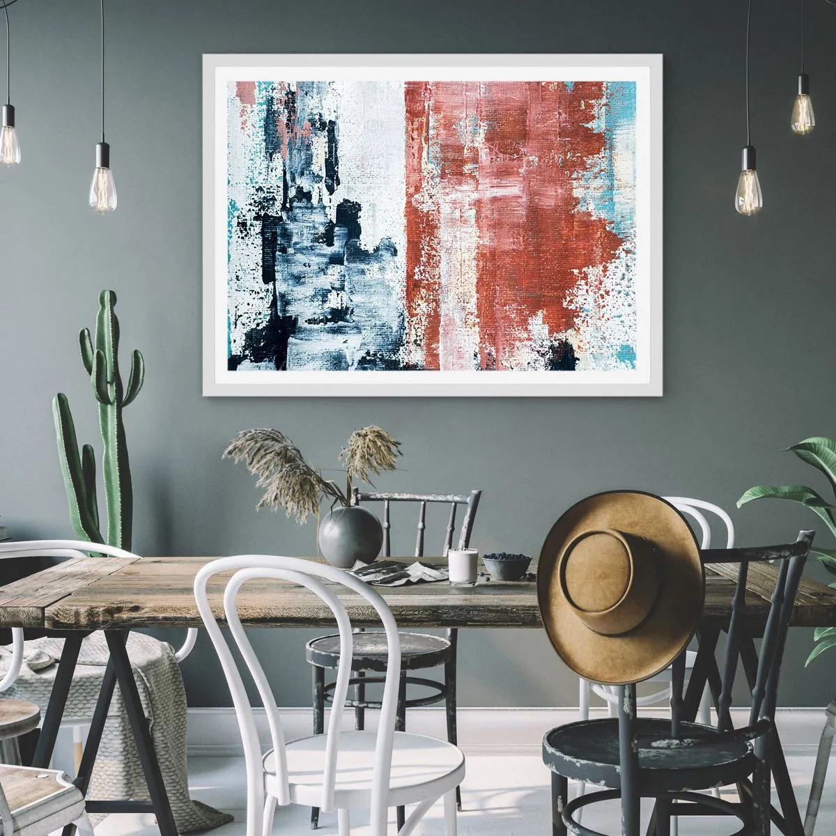 Póster en marco blanco - Mitad abstracción, mitad abstracción - 91x61 cm