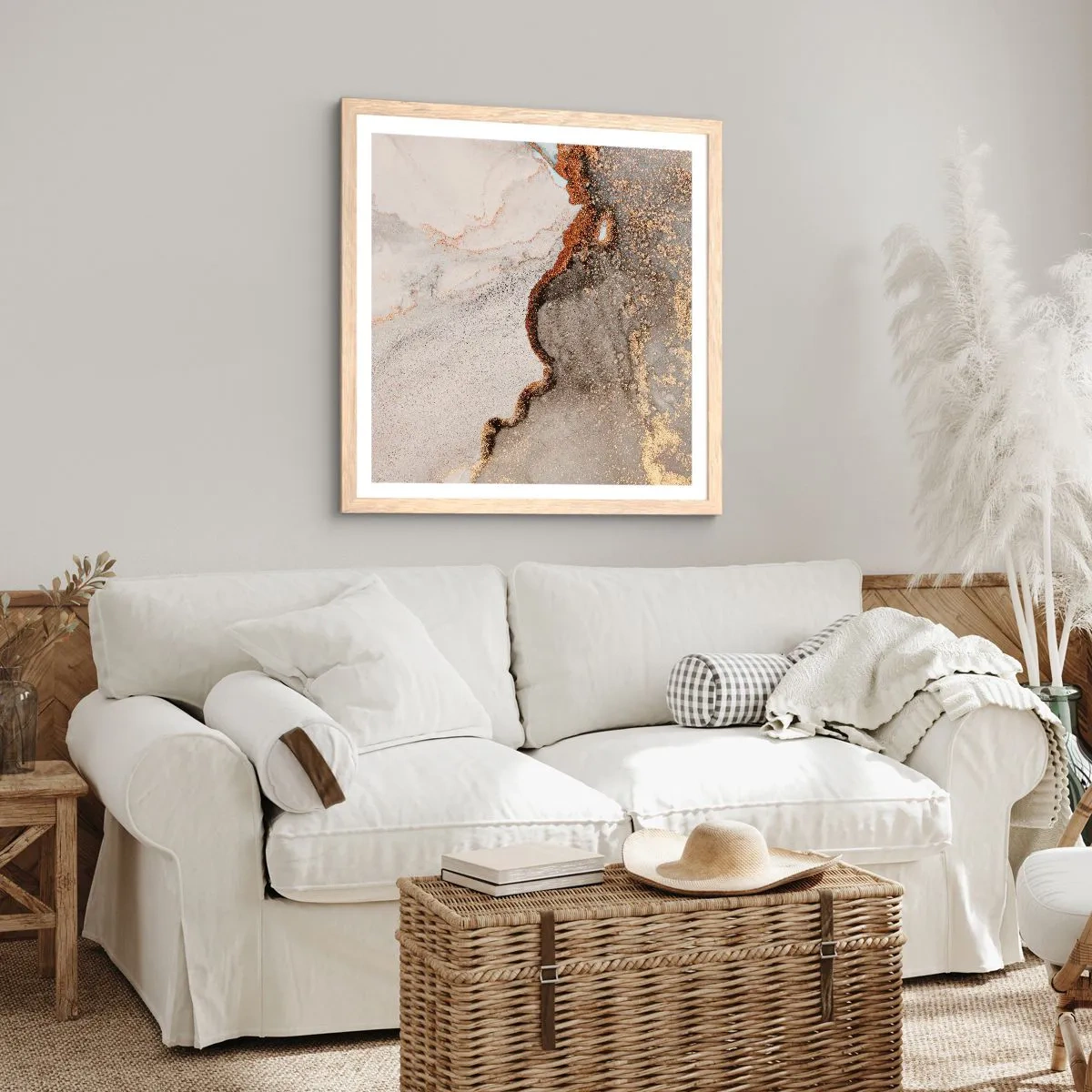 Póster en marco roble claro - En la frontera de los colores - 60x60 cm