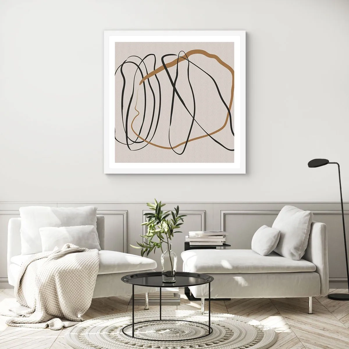 Póster en marco blanco - Composición: danza lineal - 50x50 cm