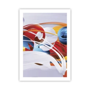 Póster - Abstracción colorida con formas dinámicas. - 50x70cm - Danza de los elementos - Decoración de pared moderna para salón y dormitorio ARTTOR