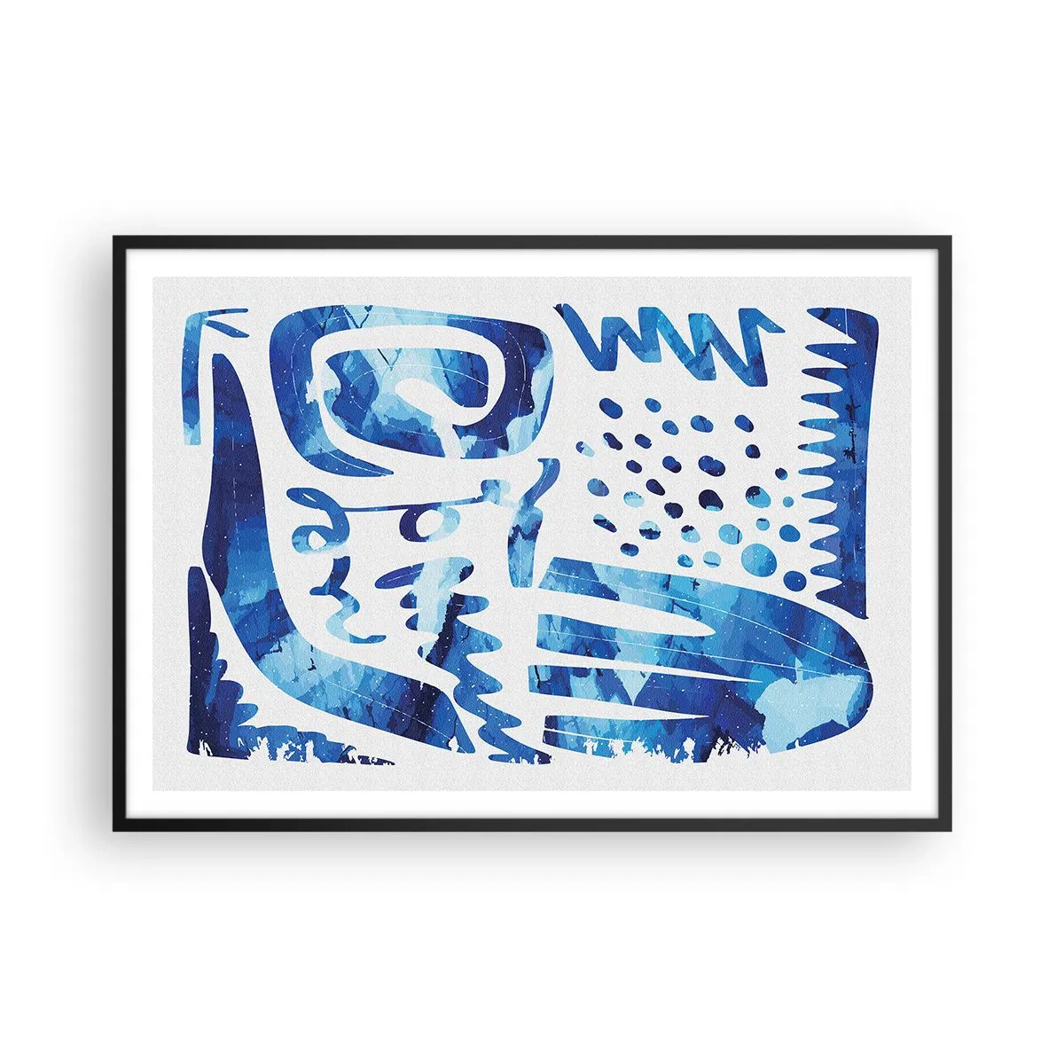 Póster en marco negro - Patrón abstracto en tonos azules - 100x70cm - Vuelta a las raíces - Decoración de pared moderna para salón y dormitorio ARTTOR