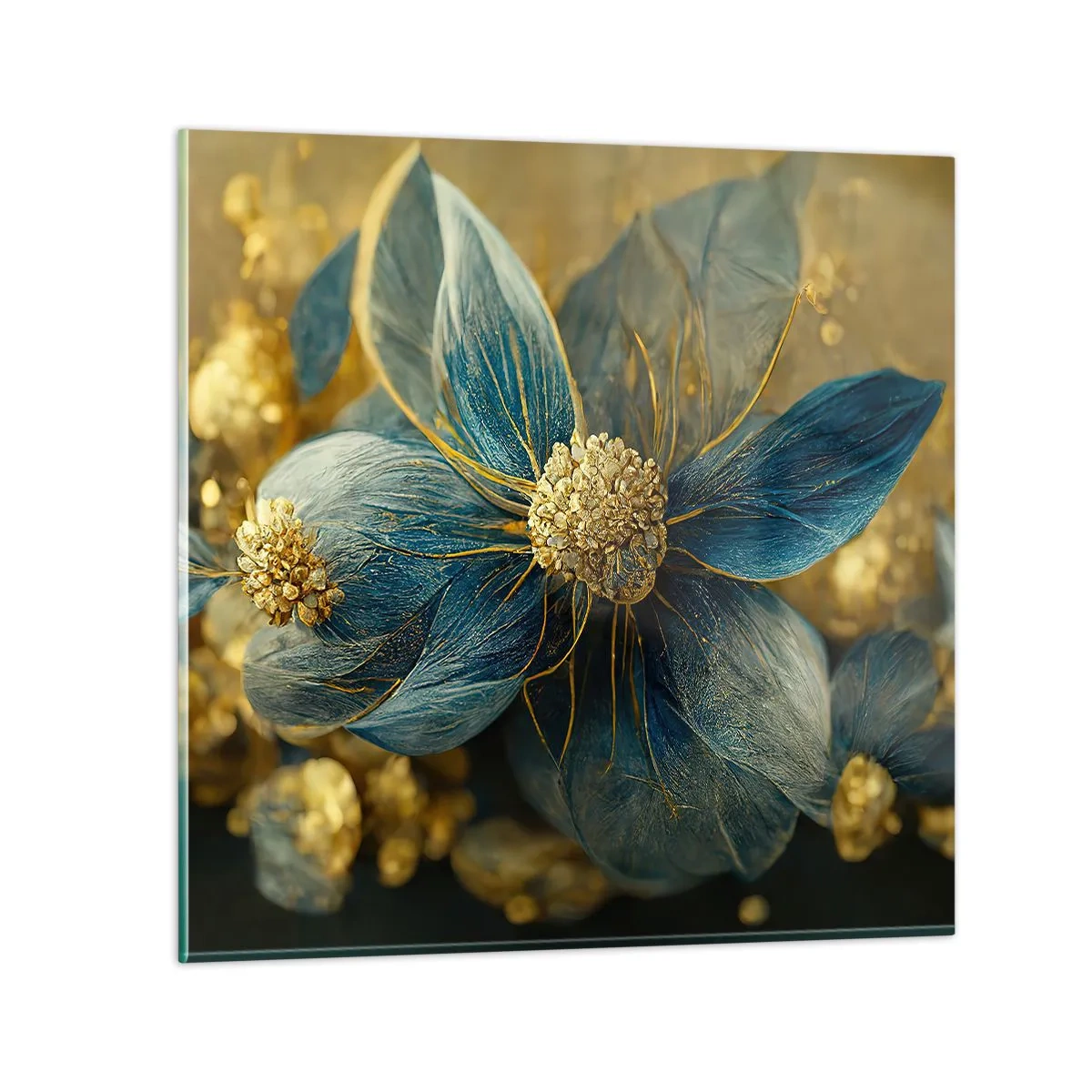 Cuadro sobre vidrio - Impresiones sobre Vidrio - Flor de oro - 30x30 cm