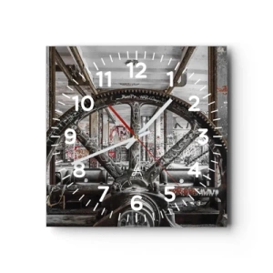 Reloj de pared - Reloj de vidrio - La vida secreta de una fábrica - 40x40 cm