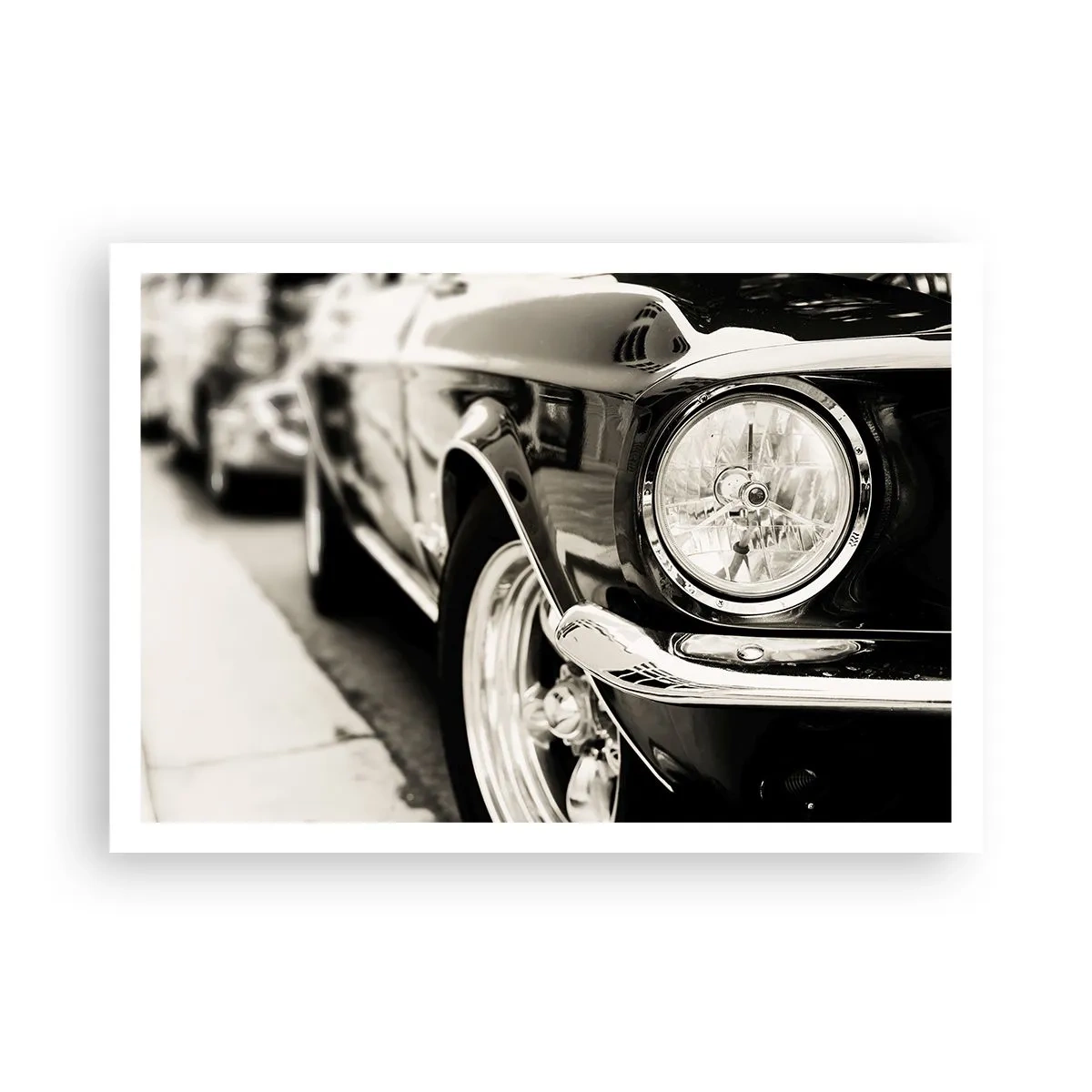 Póster - Un coche clásico icónico en elegante blanco y negro. - 100x70cm - Brillo perdurable - Decoración de pared moderna para salón y dormitorio ARTTOR