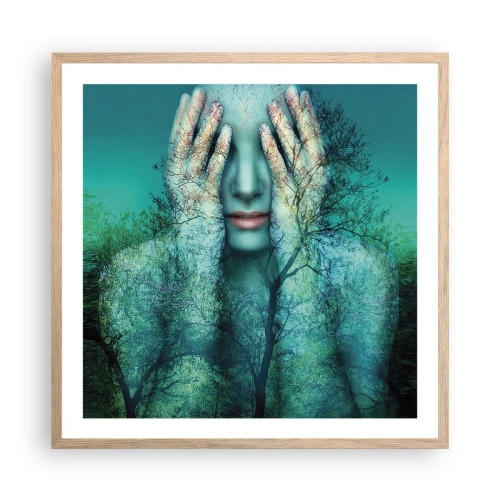 Póster en marco roble claro - Sumergida en azul - 60x60 cm