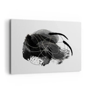 Cuadro sobre lienzo - Impresión de Imagen - Abstracción en negro y dorado sobre fondo blanco. - 120x80cm - Salió de la negrura - Decoración de pared moderna para salón y dormitorio ARTTOR