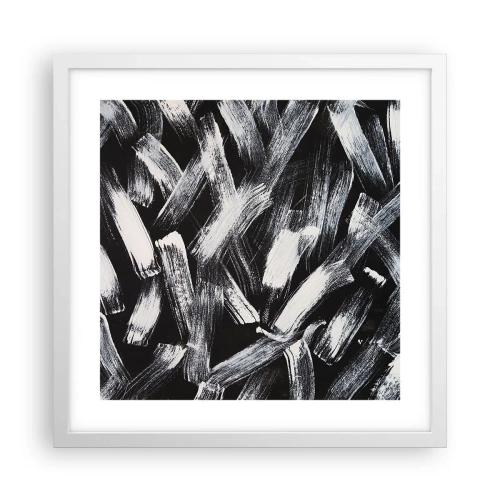 Póster en marco blanco - Abstracción en el espíritu industrial - 40x40 cm