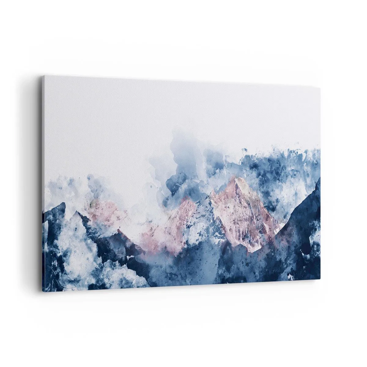 Cuadro sobre lienzo - Impresión de Imagen - Montañas de acuarela en tonos pastel sobre un fondo blanco. - 120x80cm - El techo del mundo - Decoración de pared moderna para salón y dormitorio ARTTOR