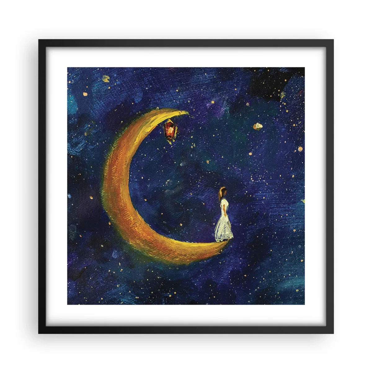 Póster en marco negro - La llamada de la Luna - 50x50 cm