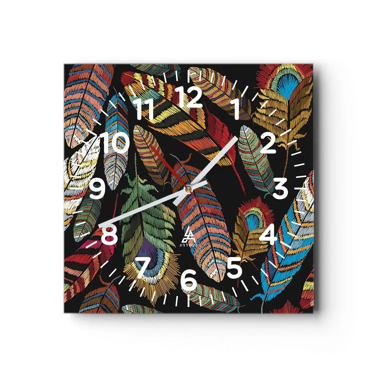Reloj de pared - Reloj de vidrio - Carnaval de las aves - 30x30 cm