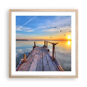 Póster en marco roble claro - Caminando hacia el sol - 50x50 cm