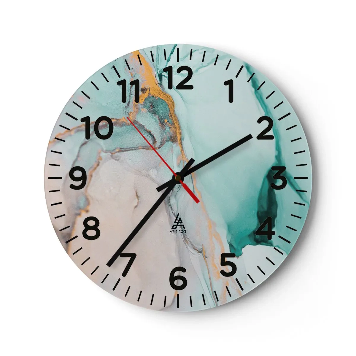 Reloj de pared - Reloj de vidrio - Danza de formas y colores - 40x40 cm