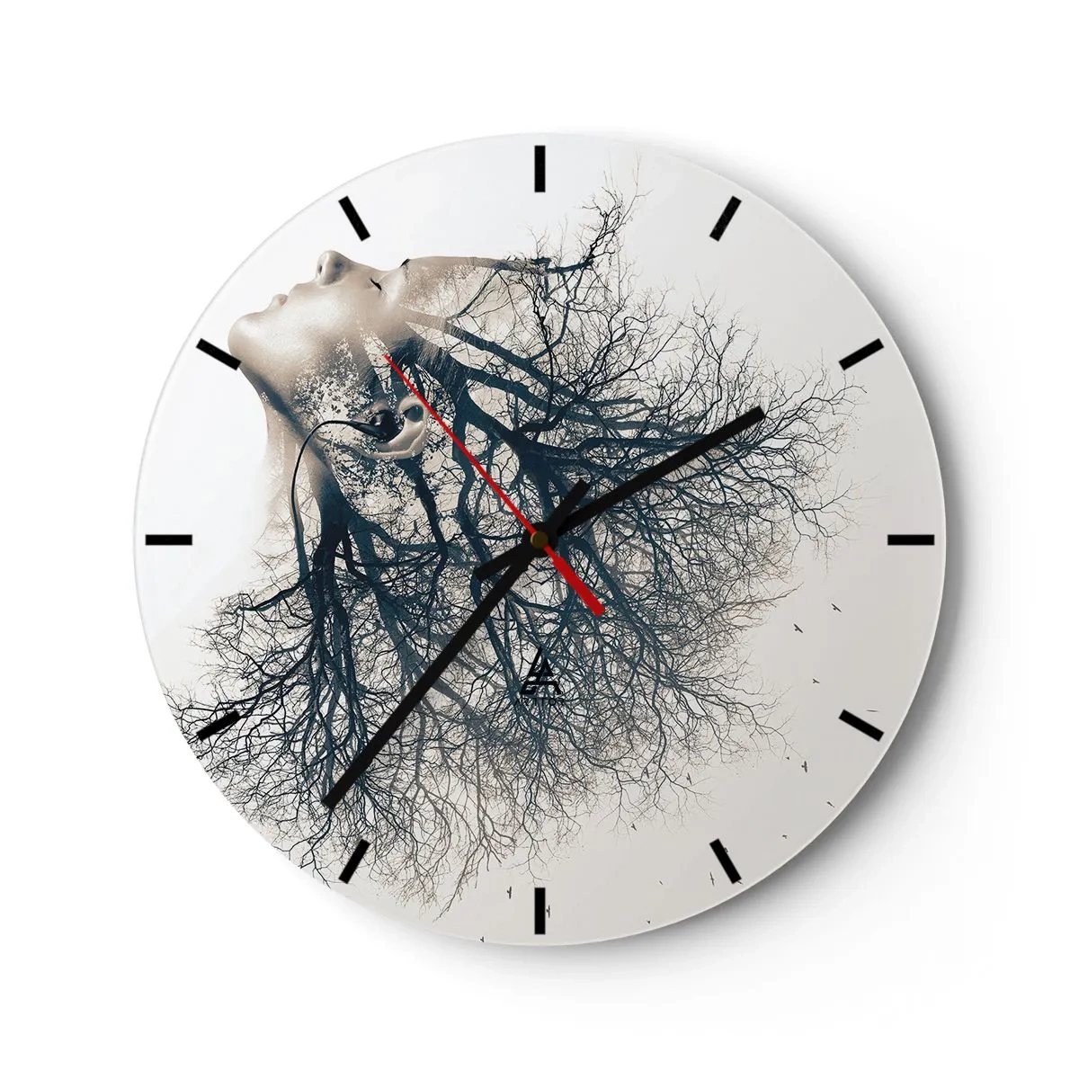 Reloj de pared - Reloj de vidrio - Escuchando el susurro de un árbol - 40x40 cm