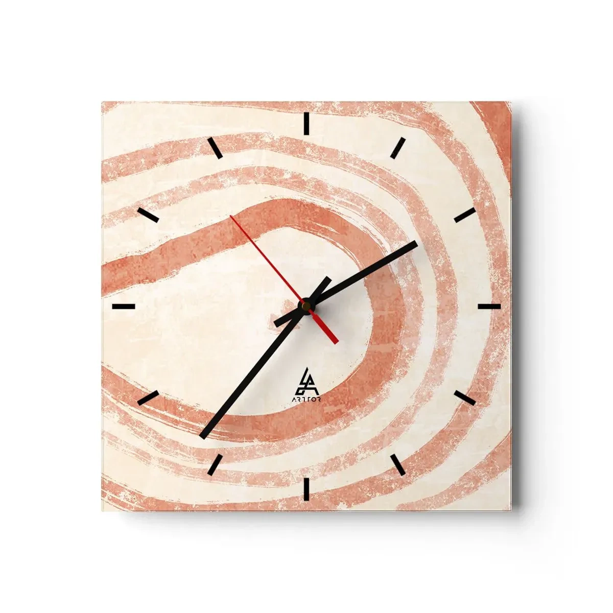 Reloj de pared - Reloj de vidrio - Círculos de coral - composición - 40x40 cm