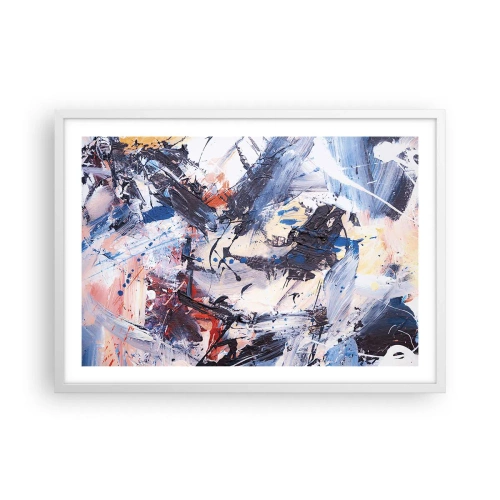 Póster en marco blanco - Danza loca de la abstracción - 70x50 cm
