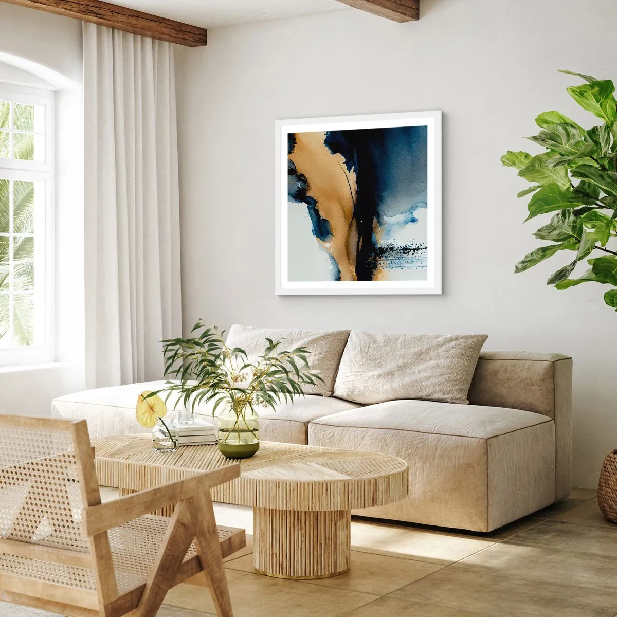 Póster en marco blanco - Tras el telón - 50x50 cm