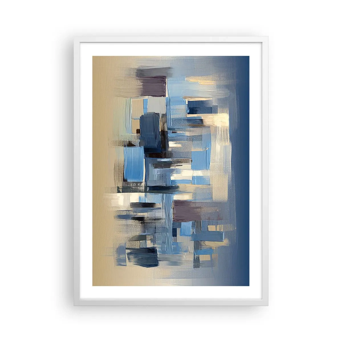 Póster en marco blanco - Construcción azul - 50x70 cm