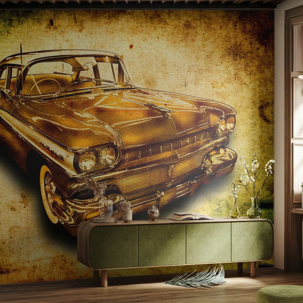 Fotomural Premium Sand - La belleza perdurable de los clásicos - Automotor, Coche clásico, Pasatiempo - 500x350 cm