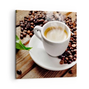 Cuadro sobre lienzo - Impresión de Imagen - Café en el banco - 50x50 cm