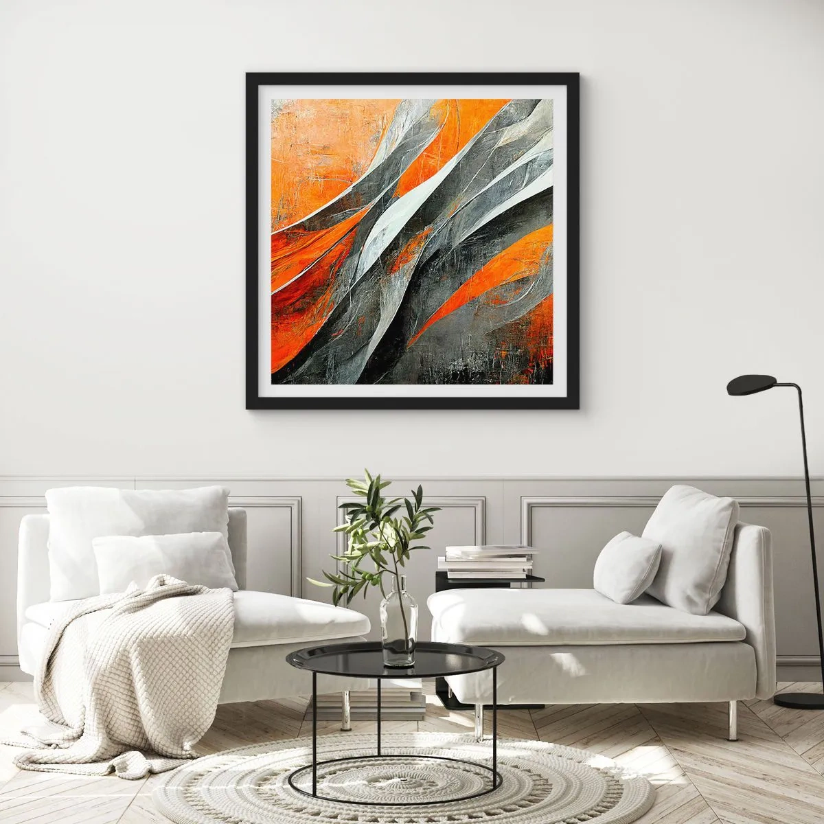 Póster en marco negro - Calor y frío - 30x30 cm