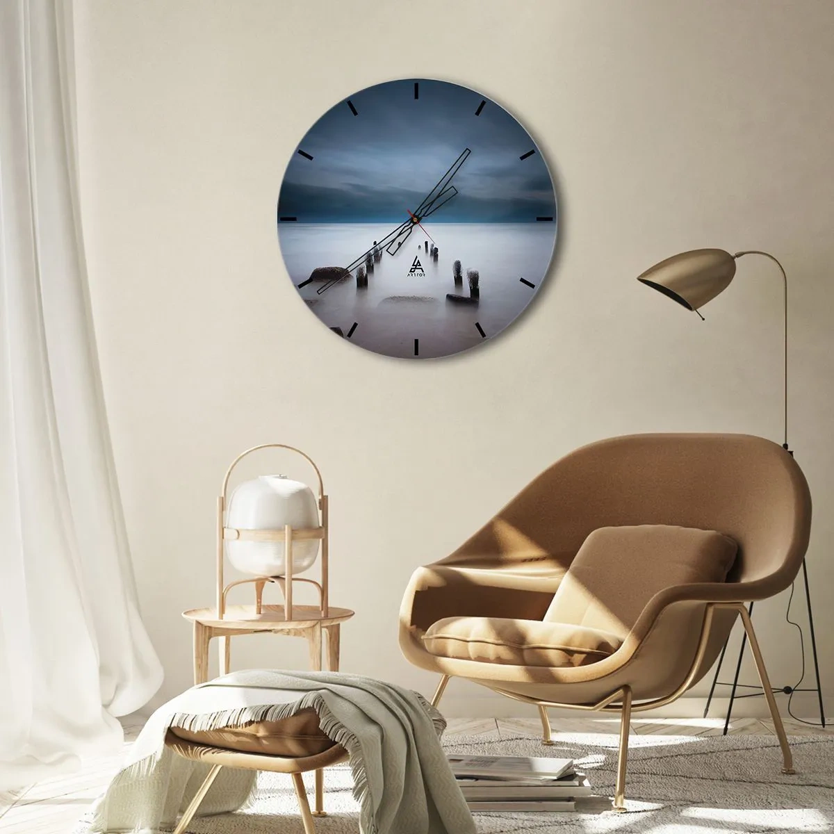 Reloj de pared - Reloj de vidrio - El lago del pensamiento - 40x40 cm