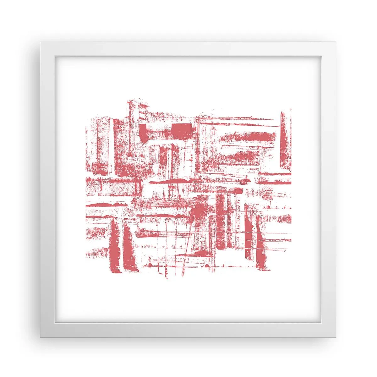 Póster en marco blanco - Ciudad roja - 30x30 cm