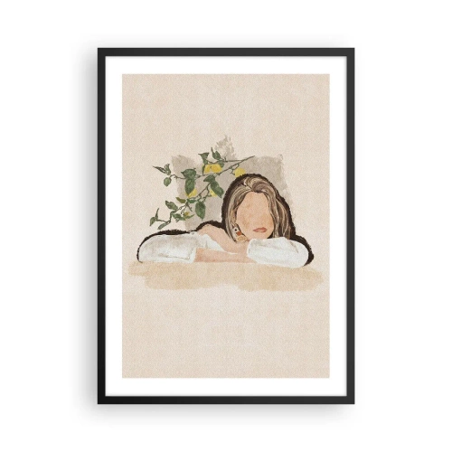 Póster en marco negro - Una figura pensativa rodeada de naturaleza. - 50x70cm - La belleza del sur - Decoración de pared moderna para salón y dormitorio ARTTOR