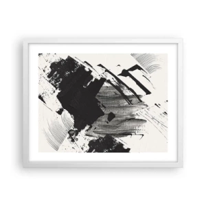 Póster en marco blanco - Abstracción: la expresión del negro - 50x40 cm