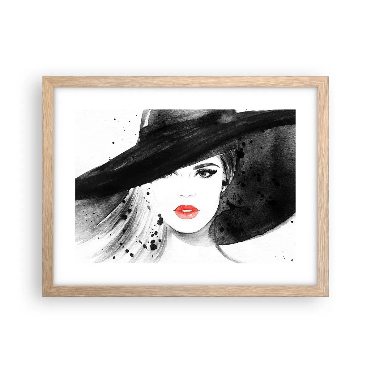 Póster en marco roble claro - Dama de negro - 40x30 cm