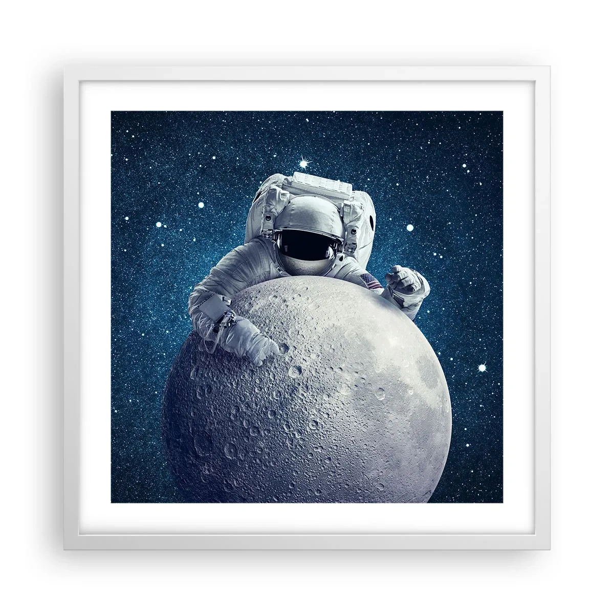 Póster en marco blanco - Bromista espacial - 50x50 cm