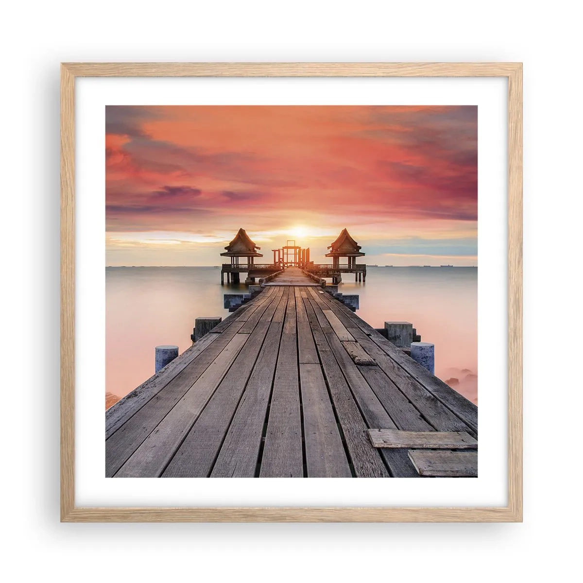 Póster en marco roble claro - De este a oeste - 50x50 cm