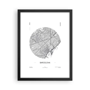Póster en marco negro - Anatomía de Barcelona - 30x40 cm
