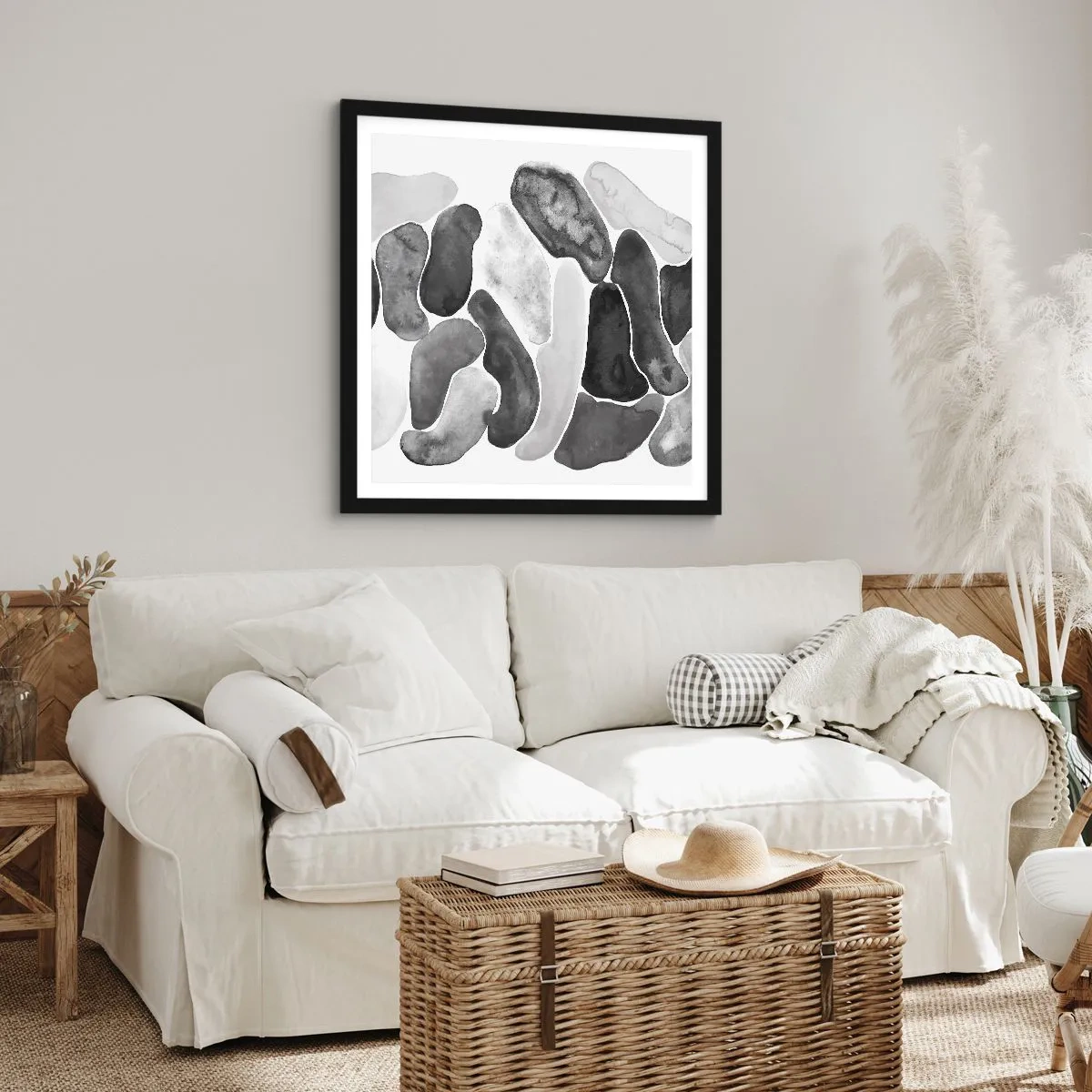 Póster en marco negro - Abstracción pétrea - 40x40 cm