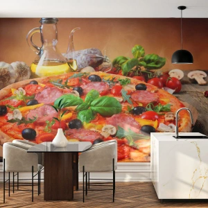 Fotomural Standard Eco - Con un verdadero sabor italiano - Gastronomía, Pizza, Italia - 250x175 cm