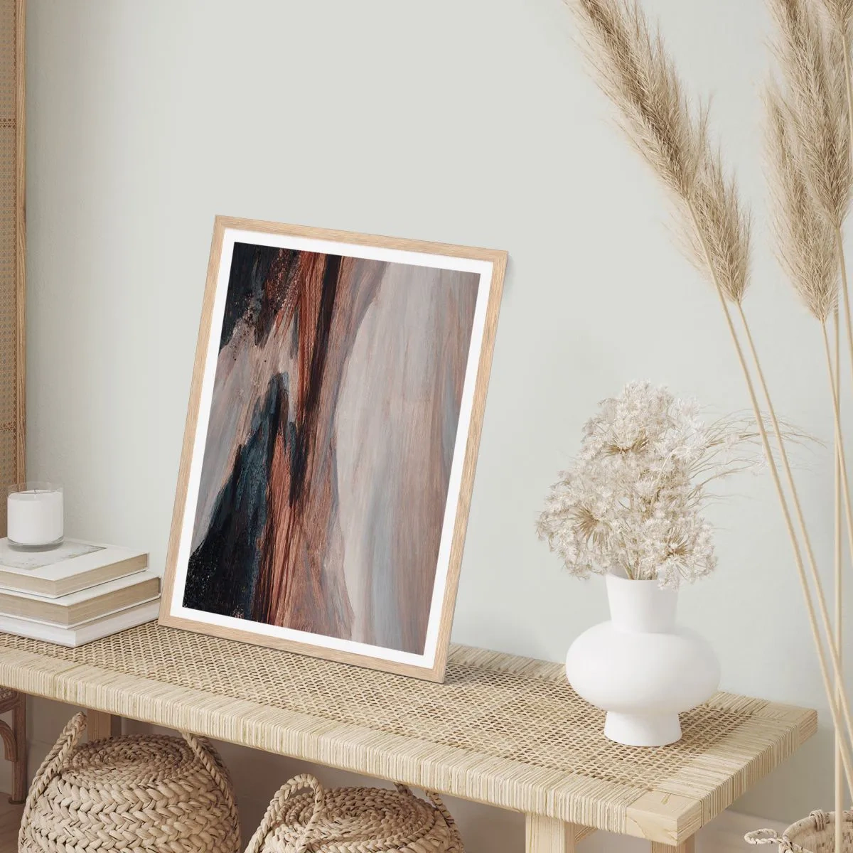 Póster en marco roble claro - Valle apacible - 30x40 cm