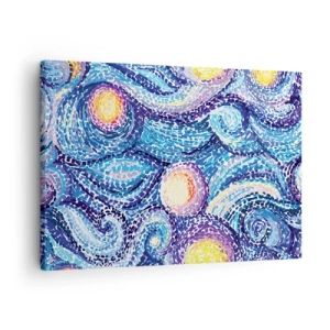 Cuadro sobre lienzo - Impresión de Imagen - Una interpretación artística del cielo estrellado al estilo de Van Gogh - 70x50cm - De un cuadro de Van Gogh - Decoración de pared moderna para salón y dormitorio ARTTOR