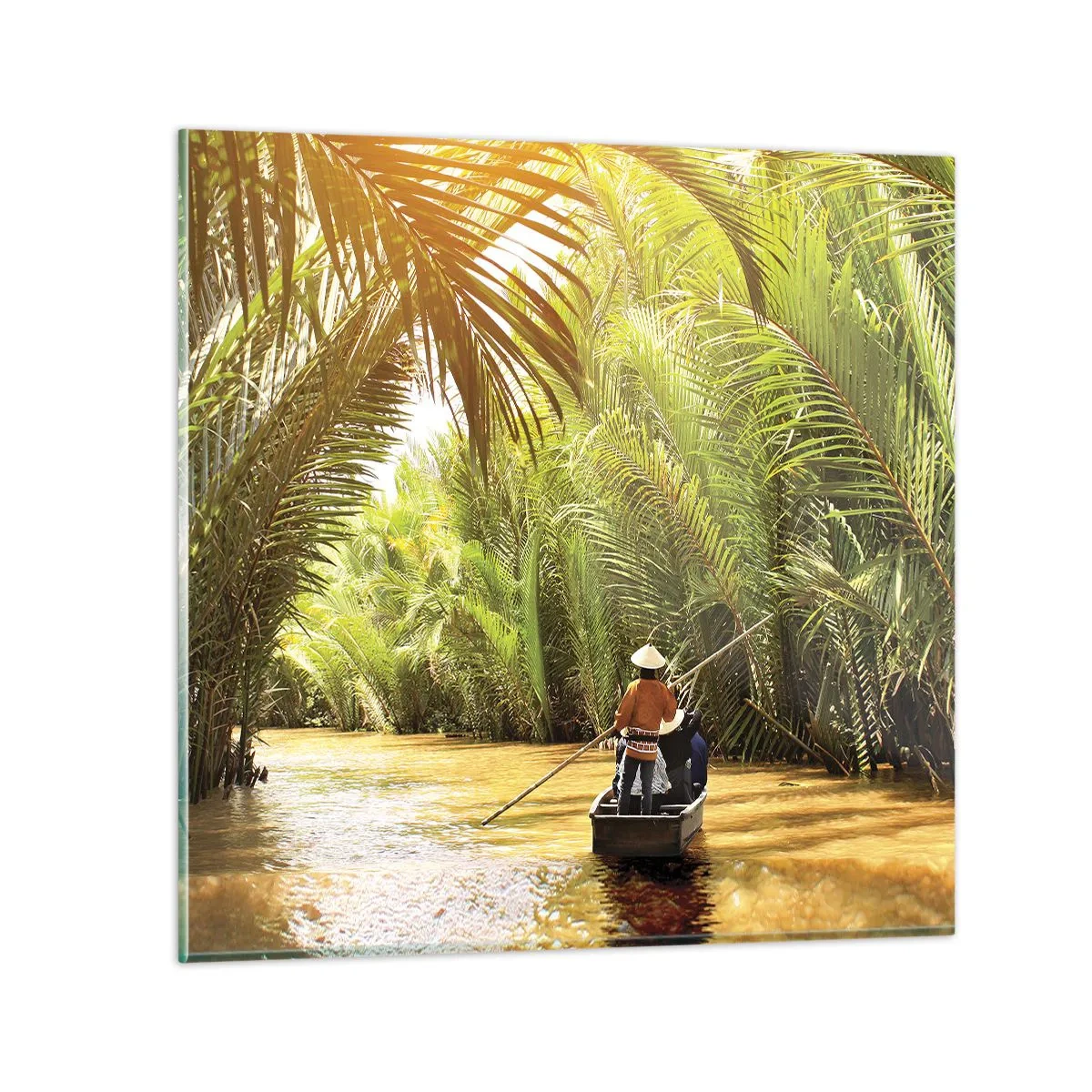 Cuadro sobre vidrio - Impresiones sobre Vidrio - En un túnel de palmeras - 60x60 cm