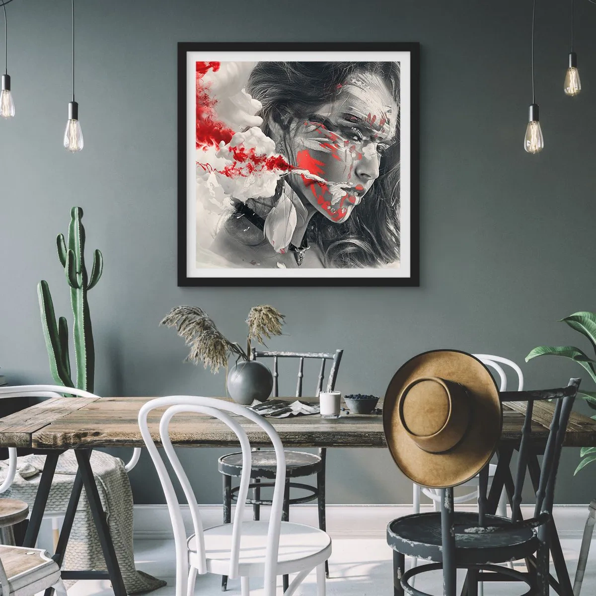 Póster en marco negro - En los humos del absurdo - 50x50 cm