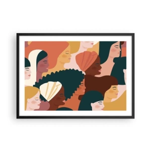Póster en marco negro - Perfiles coloridos de mujeres en diversos estilos. - 70x50cm - La feminidad - Decoración de pared moderna para salón y dormitorio ARTTOR