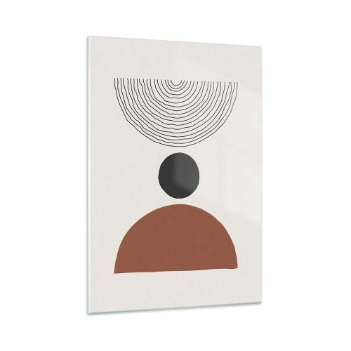 Cuadro sobre vidrio - Impresiones sobre Vidrio - Formas geométricas abstractas sobre un fondo claro - 50x70cm - En el centro de la atención - Decoración de pared moderna para salón y dormitorio ARTTOR